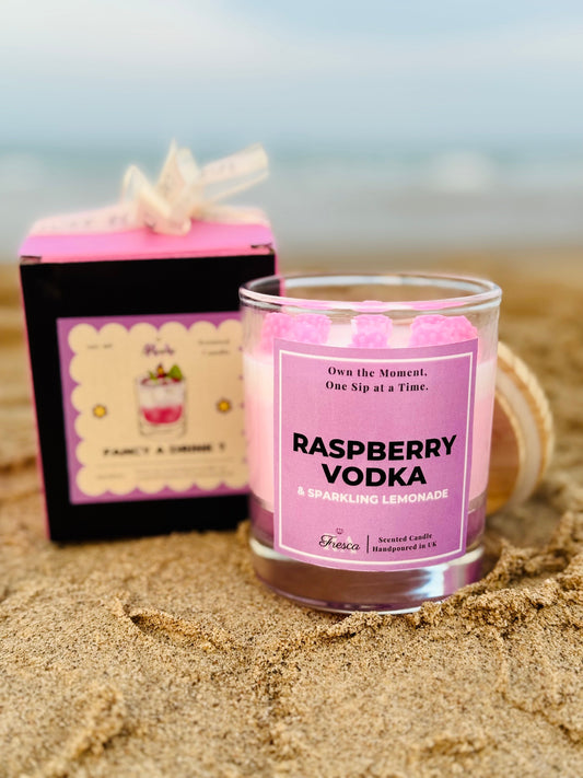 Raspberry Vodka Fizz – Scented Candle Handpoured in UK | Organic & Vegan