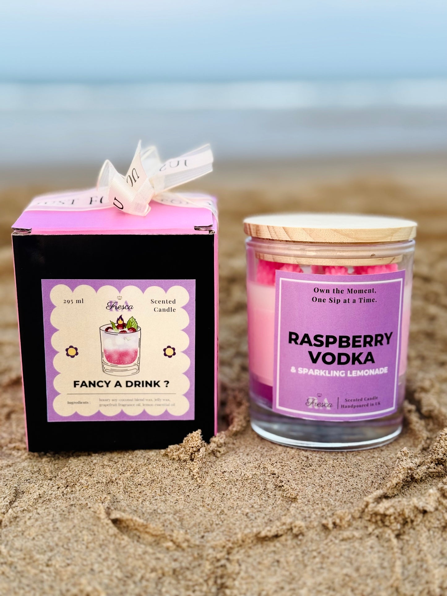 Raspberry Vodka Fizz – Scented Candle Handpoured in UK | Organic & Vegan